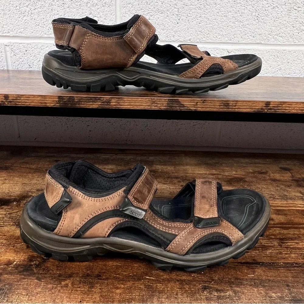 Ecco Sandals Mens Hiking Walking Outdoors Brown Adjustable EU42 US 8/8.5